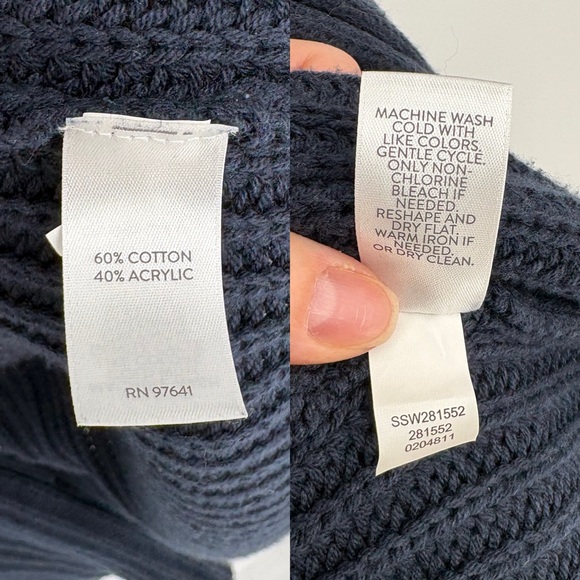 J.JILL | Rib-Textured Open-Front Knit Cardigan Sweater in Navy Blue | XL - Picture 11 of 12